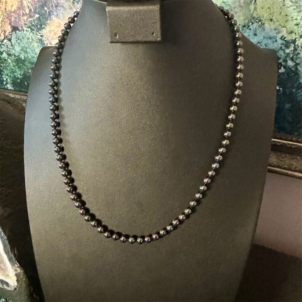 Hematite Beaded Necklace with Lobster Clasp Adjustable